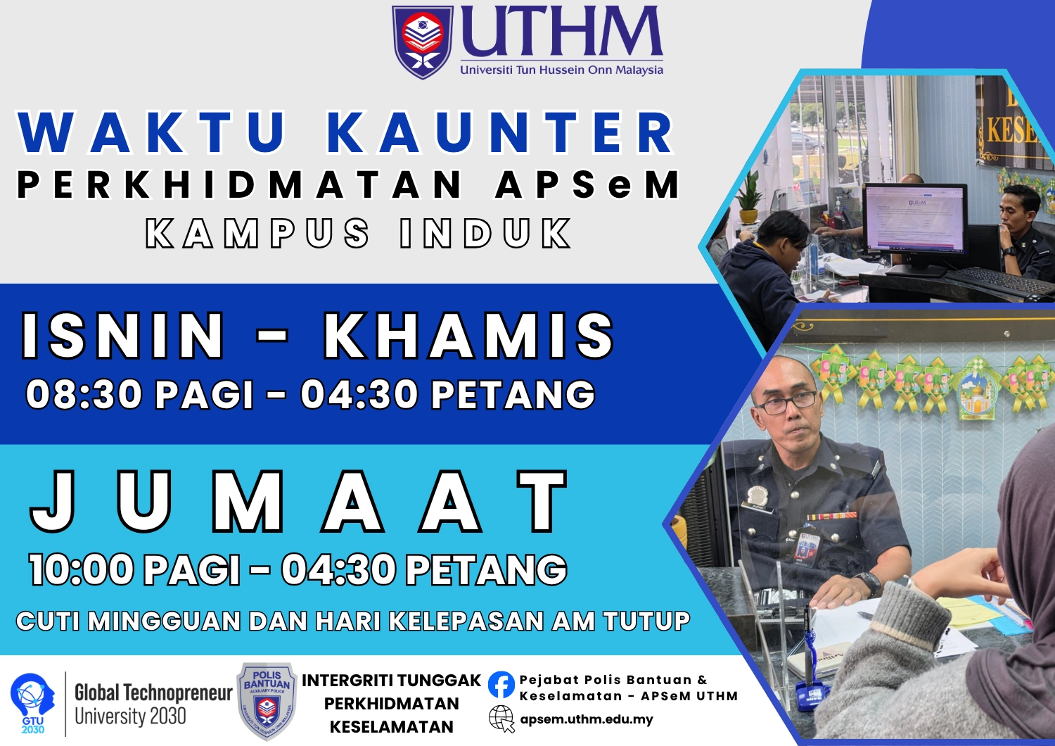 Waktu Operasi Kaunter APSeM